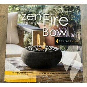 Terra Flame Tabletop Fire Bowls Zen Graphite Indoor Outdoor Portable Fireplace